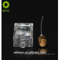 China square clear glass perfume bottle thick bottom perfume bottle metal with pump sprayer cap